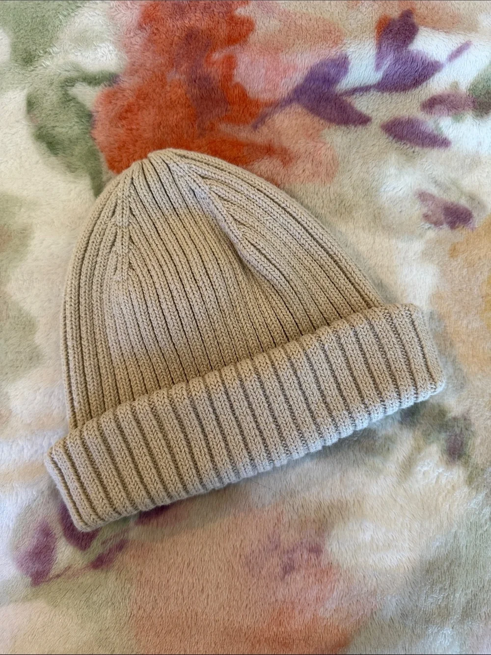 Zara Kids Ribbed Beanie Hat in Light Beige